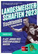 Tischtennis-Elite zu Gast in Bautzen (Schützenplatz) - Landeseinzelmeisterschaften am 21./22. Januar 2023